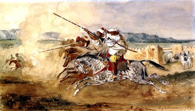 Fantasia or Powder Game, in Front of the Entrance Gate of the City of Meknes by Ferdinand Victor Eugene Delacroix